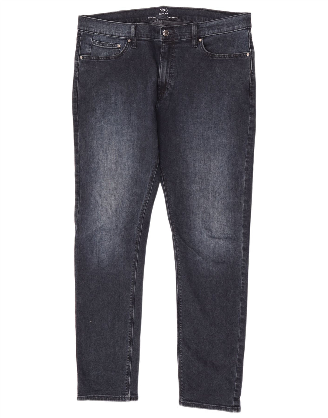 Jeans slim da uomo Marks & Spencer W36 L33 cotone blu navy