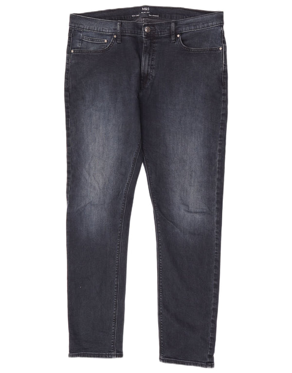 Jeans slim da uomo Marks & Spencer W36 L33 cotone blu navy