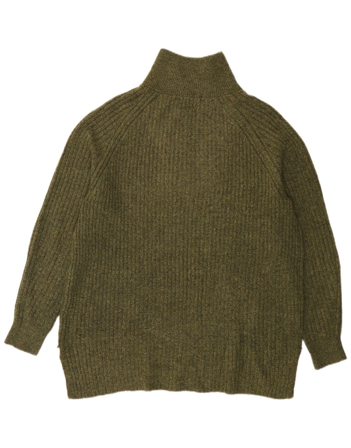 Maglione da uomo Marks & Spencer con zip e collo grande in acrilico verde