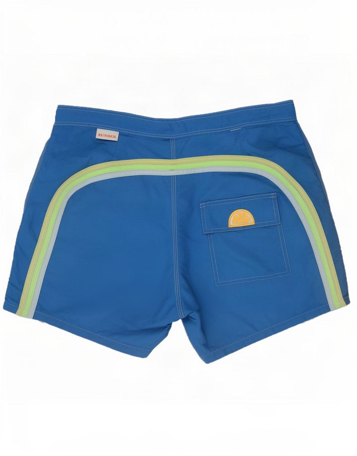 Pantaloncini da bagno regolari da uomo Sundek, grandi, in nylon color block blu