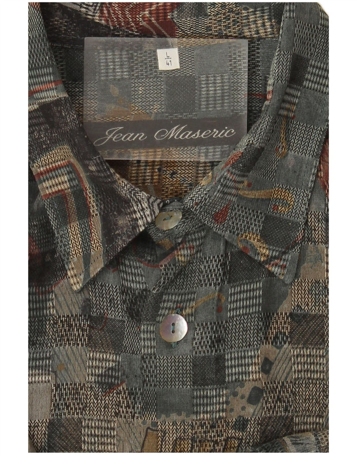 Camicia vintage da uomo con motivo astratto grande multicolore