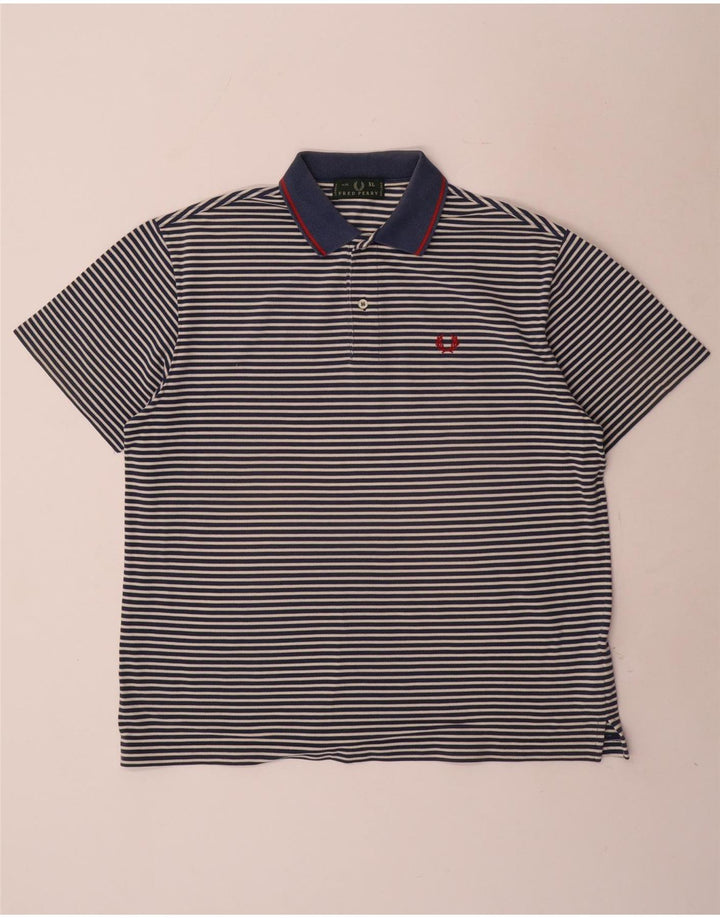 Polo da uomo Fred Perry XL in cotone a righe blu navy