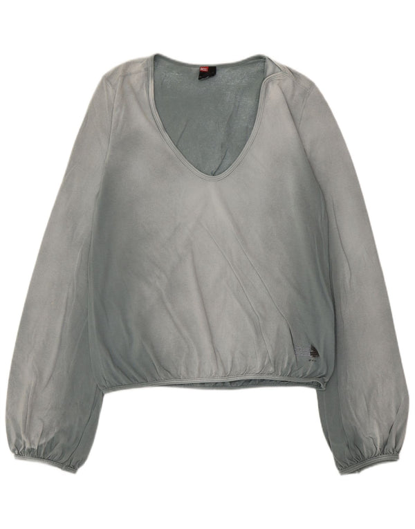 Top corto da donna Diesel a maniche lunghe UK 14 grande cotone blu