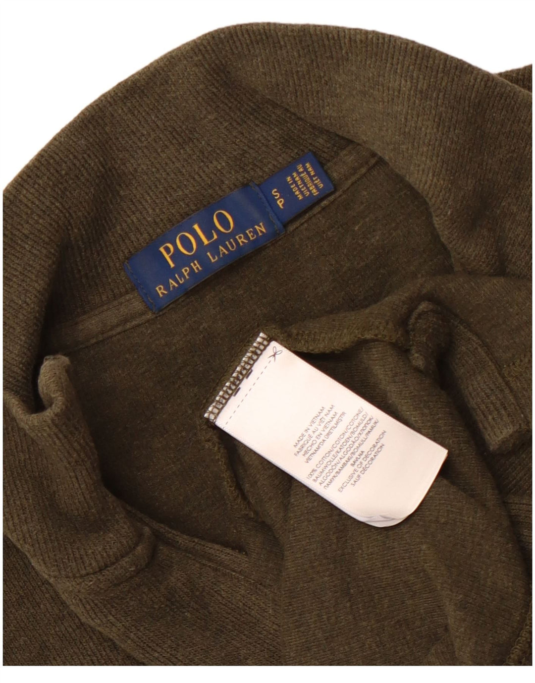 Polo Ralph Lauren Felpa da uomo con collo con zip, maglione piccolo in cotone kaki