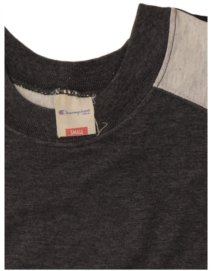 T-shirt grafica da uomo Champion Top Small in cotone color block grigio