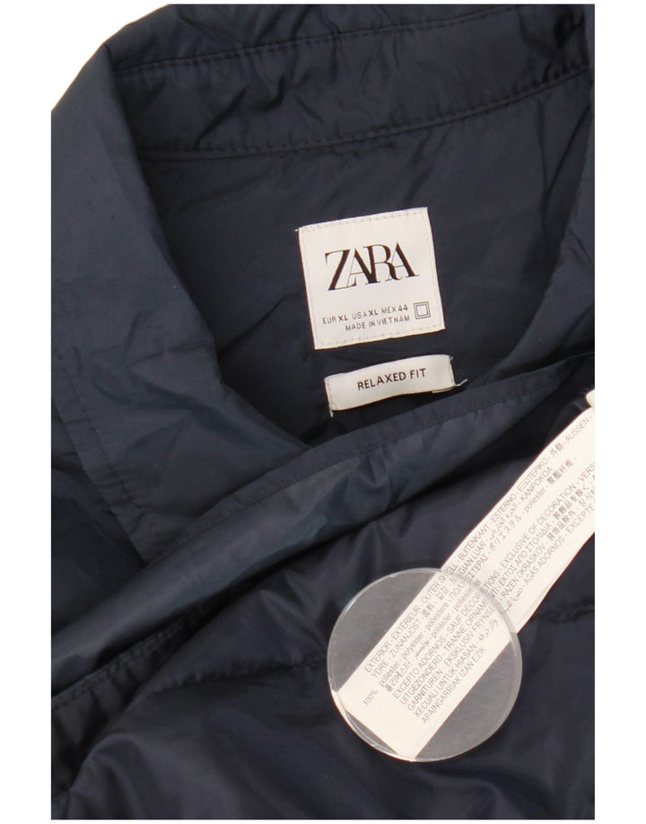 Giacca a vento da uomo Zara UK 42 XL poliestere blu navy