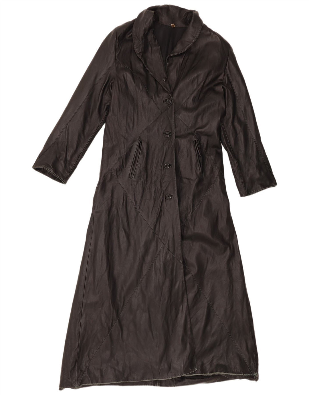 Cappotto in pelle da donna vintage IT 46 grande in pelle nera