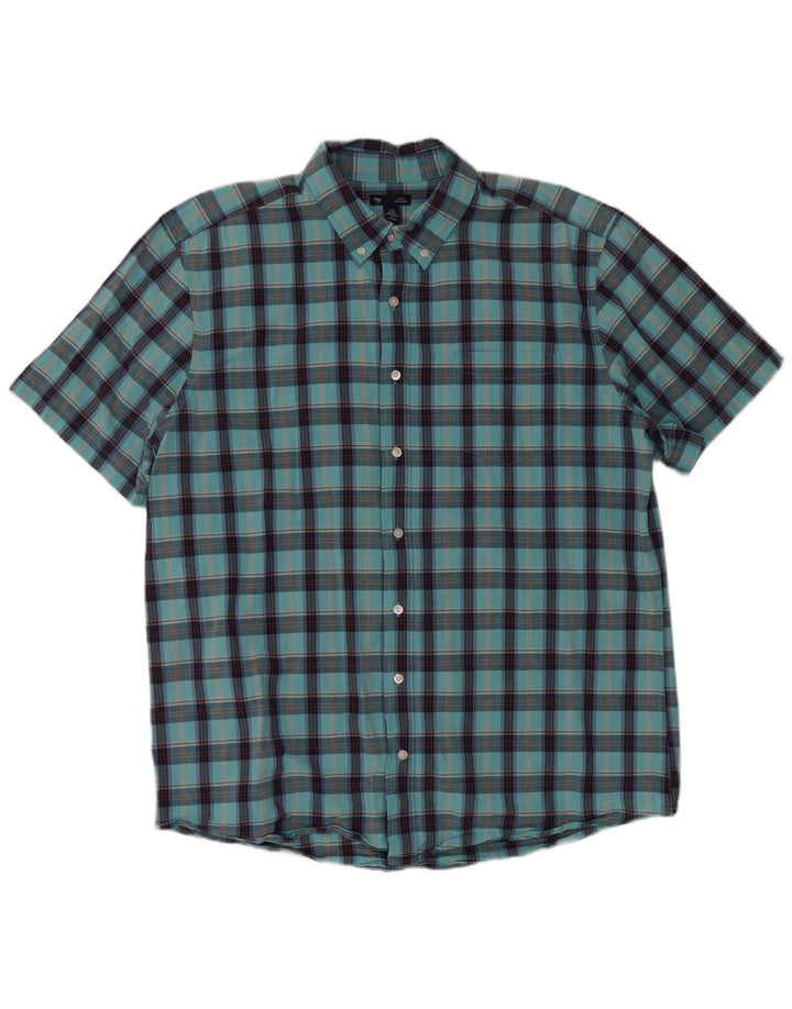 GAP Mens Slim Fit Short Sleeve Shirt 2XL Blue Check Cotton