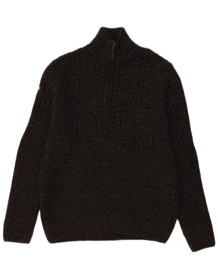 Maglione da uomo con collo con zip Superdry Acrilico chiazzato grigio medio