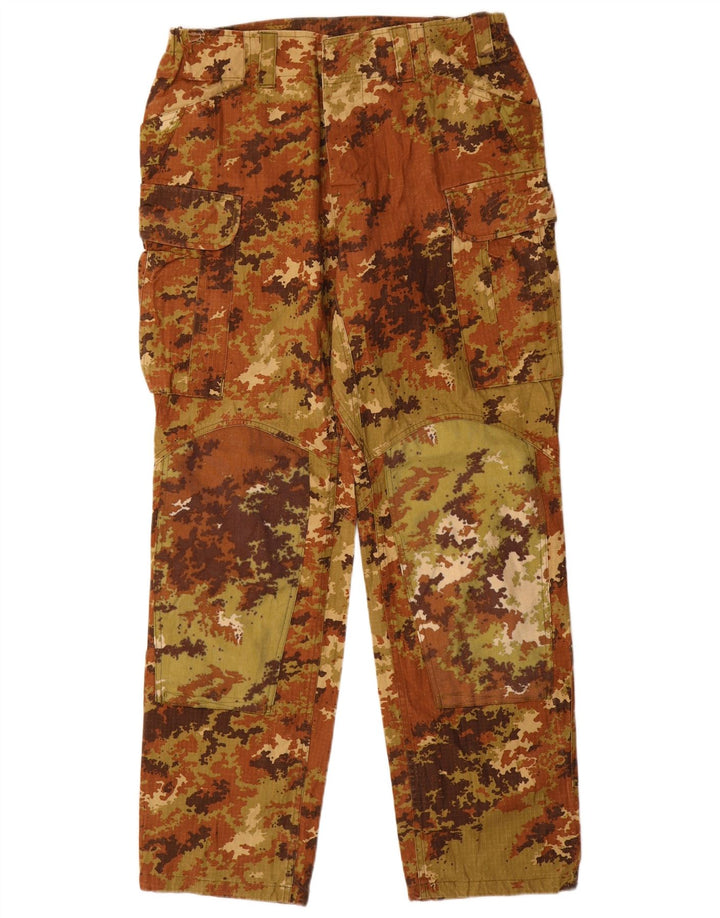 Pantaloni cargo dritti da uomo VINTAGE IT 50 Large W32 L31 Beige Camouflage