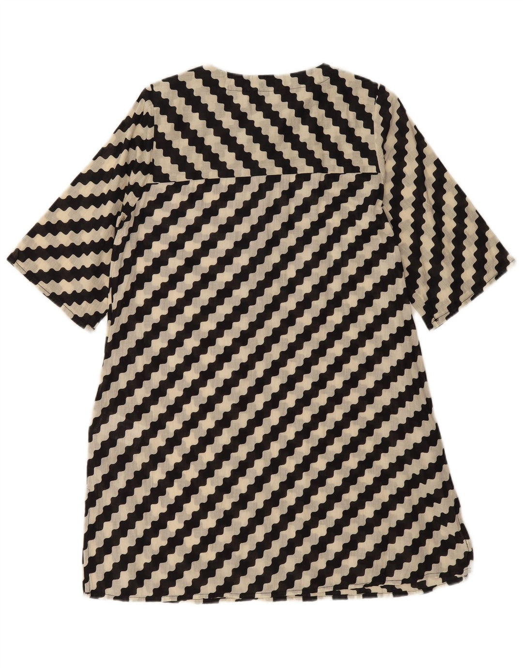 COMPANIA FANTASTICA Abito a trapezio da donna UK 14 Cotone a righe nere medie