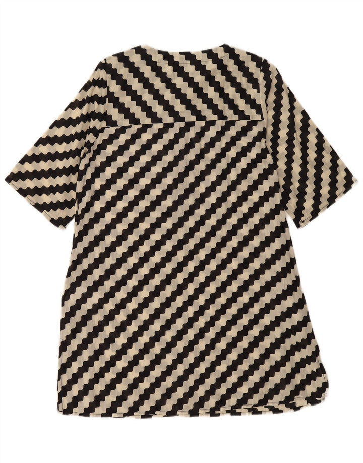COMPANIA FANTASTICA Abito a trapezio da donna UK 14 Cotone a righe nere medie