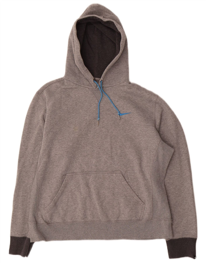 Felpa con cappuccio da uomo Nike in cotone mélange grigio medio