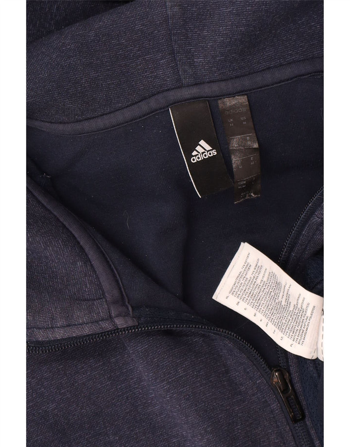Maglione con cappuccio e zip da uomo Adidas in cotone blu navy medio