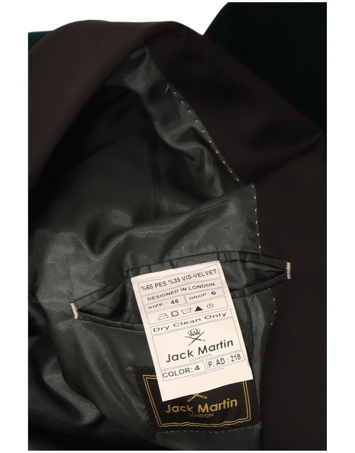 Giacca blazer in velluto da uomo a 1 bottone Jack Martin IT 48 poliestere verde medio