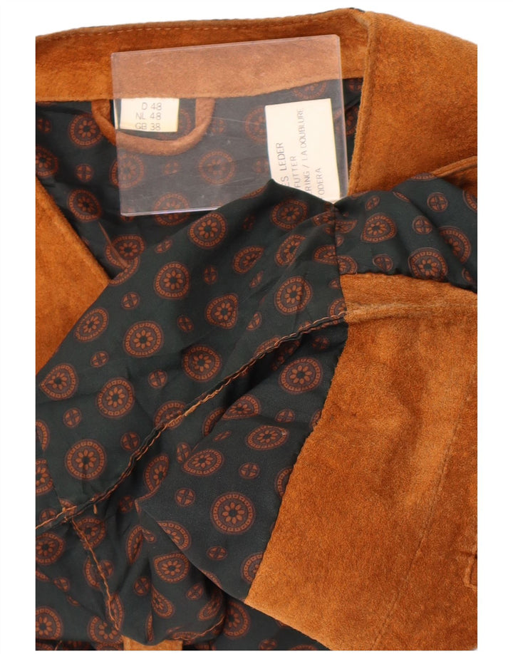 Gilet vintage in pelle scamosciata da uomo UK 38 in pelle marrone medio
