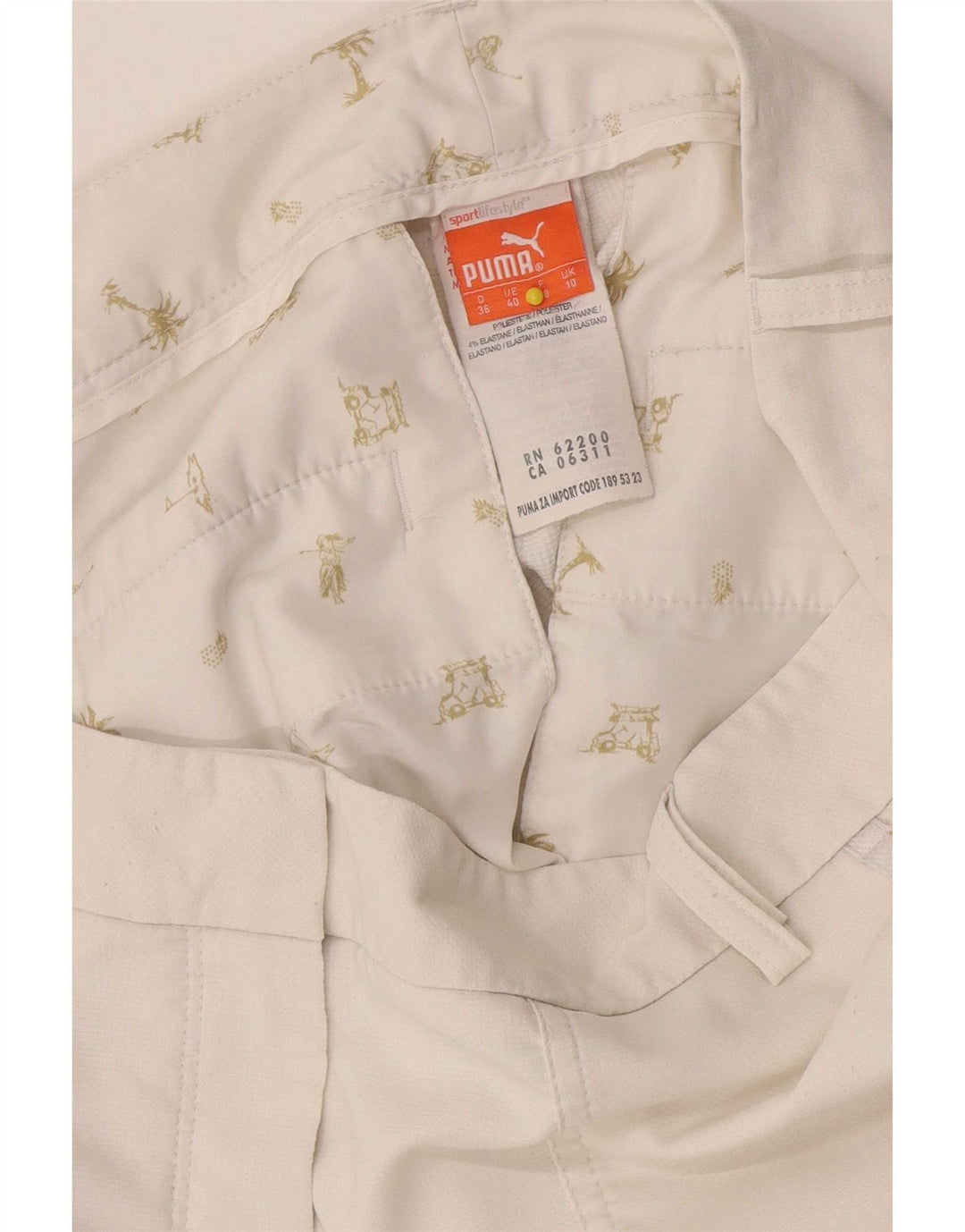 Pantaloni chino slim da donna Puma UK 10 Small W32 L28 poliestere bianco