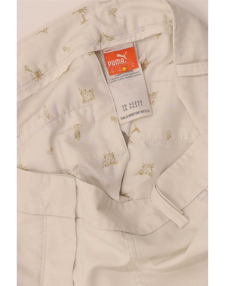 Pantaloni chino slim da donna Puma UK 10 Small W32 L28 poliestere bianco