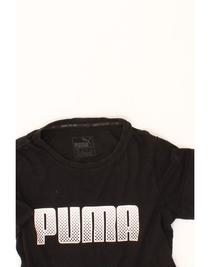 PUMA Boys Graphic T-Shirt Top 7-8 Years Black Cotton Vintage Puma and Second-Hand Puma from Messina Hembry 