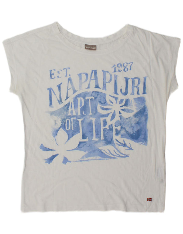 Maglietta grafica da donna Napapijri Top UK 14 Medium White