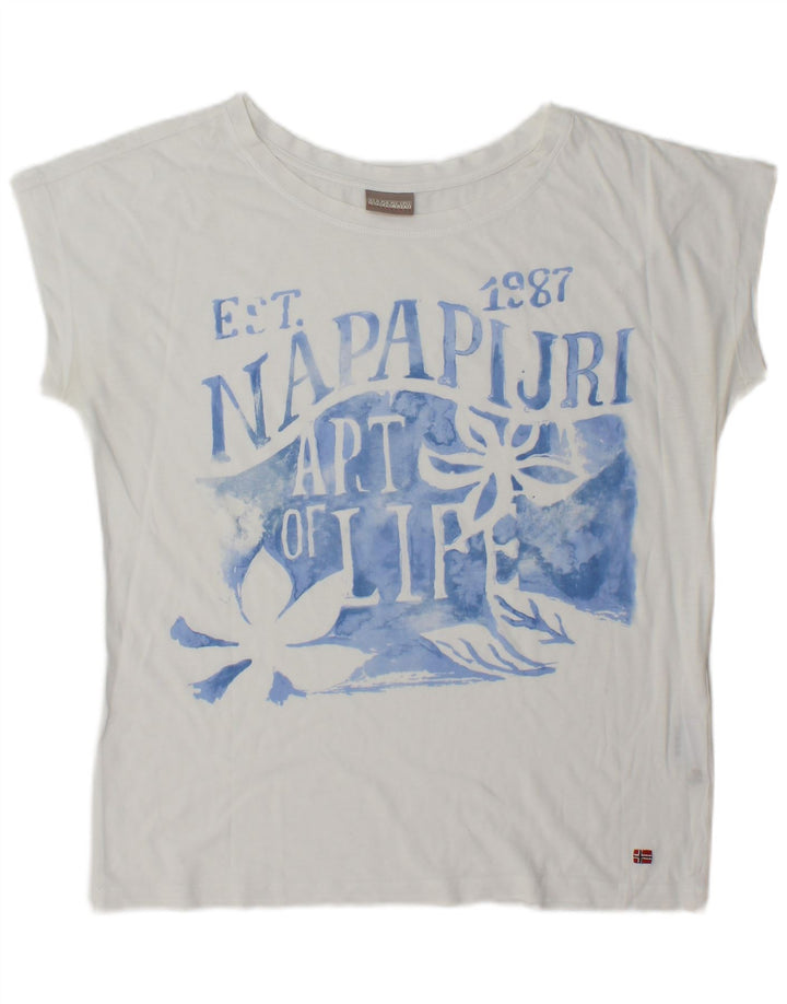 Maglietta grafica da donna Napapijri Top UK 14 Medium White