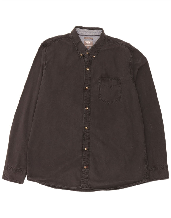 Camicia slim fit da uomo Fat Face XL in cotone nero