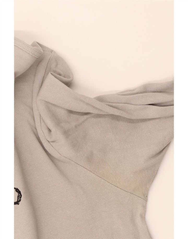 Polo da uomo a maniche lunghe Fred Perry in cotone grigio medio classico