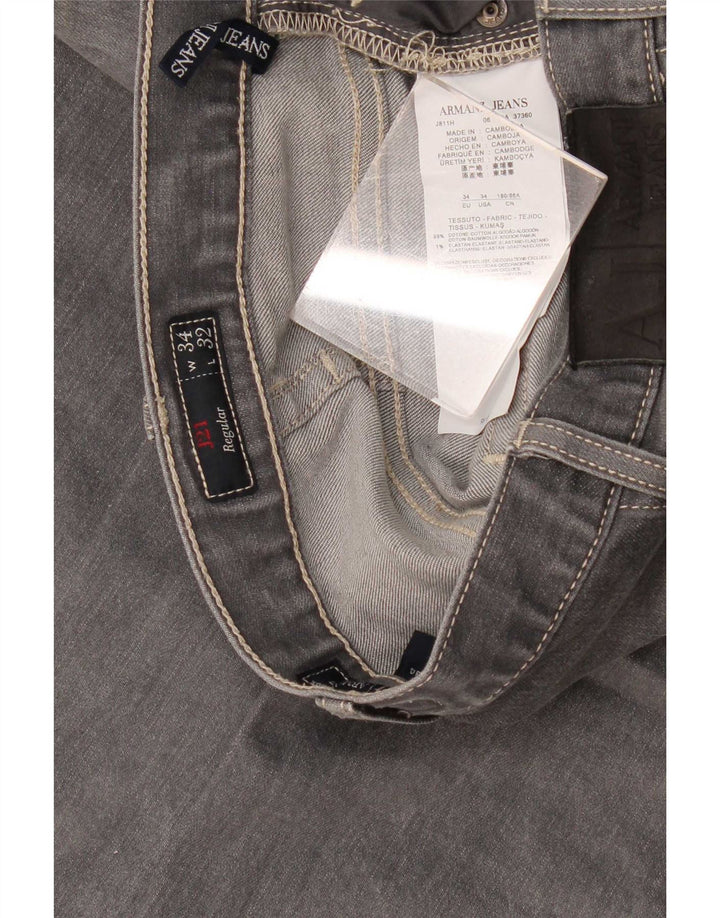 Jeans dritti regolari da donna Armani W34 L32 cotone grigio