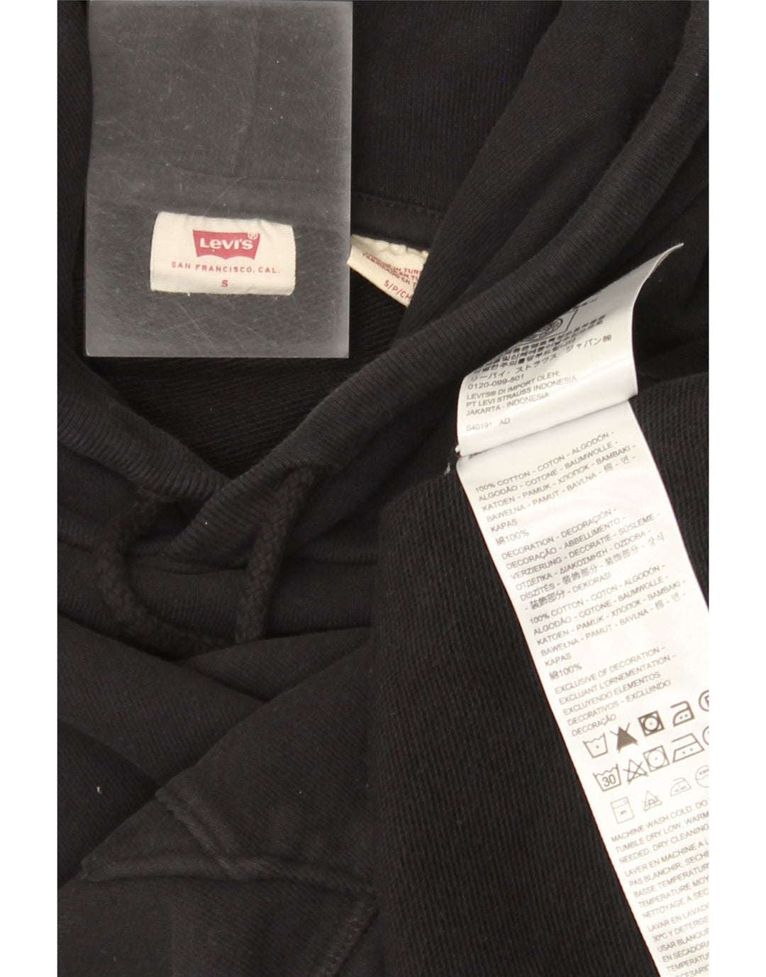 Maglione con cappuccio da uomo Levi's piccolo in cotone nero