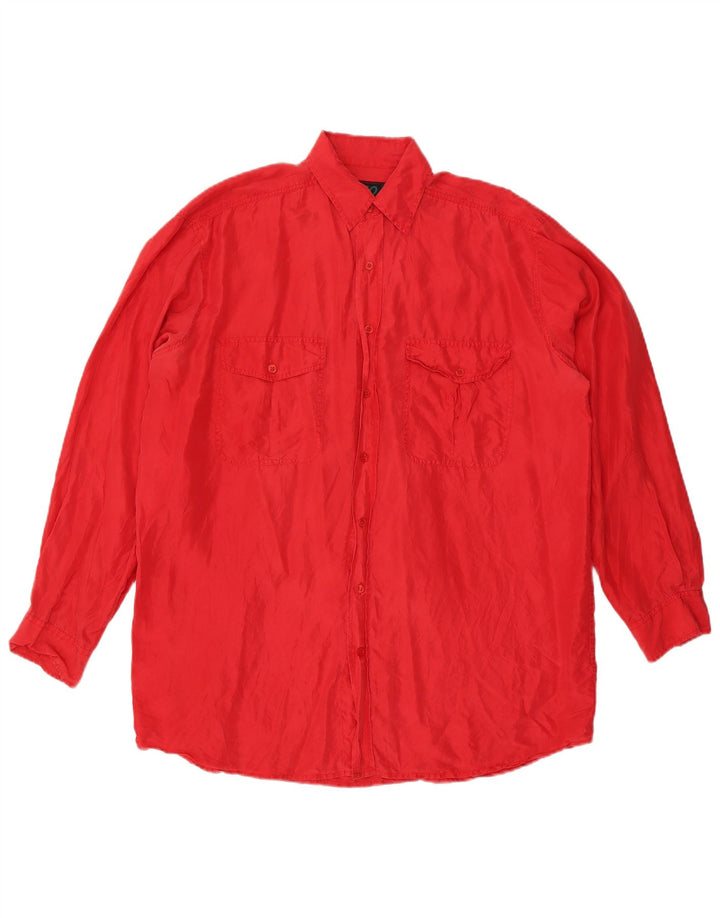 Camicia da uomo VINTAGE in seta rossa media
