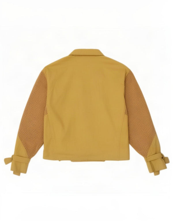 Vintage Womens Batwing Bomber Jacket UK 14 Medium Yellow Cotton