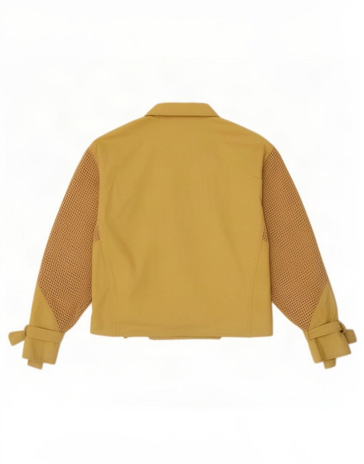 Giacca bomber a pipistrello da donna vintage UK 14 cotone giallo medio