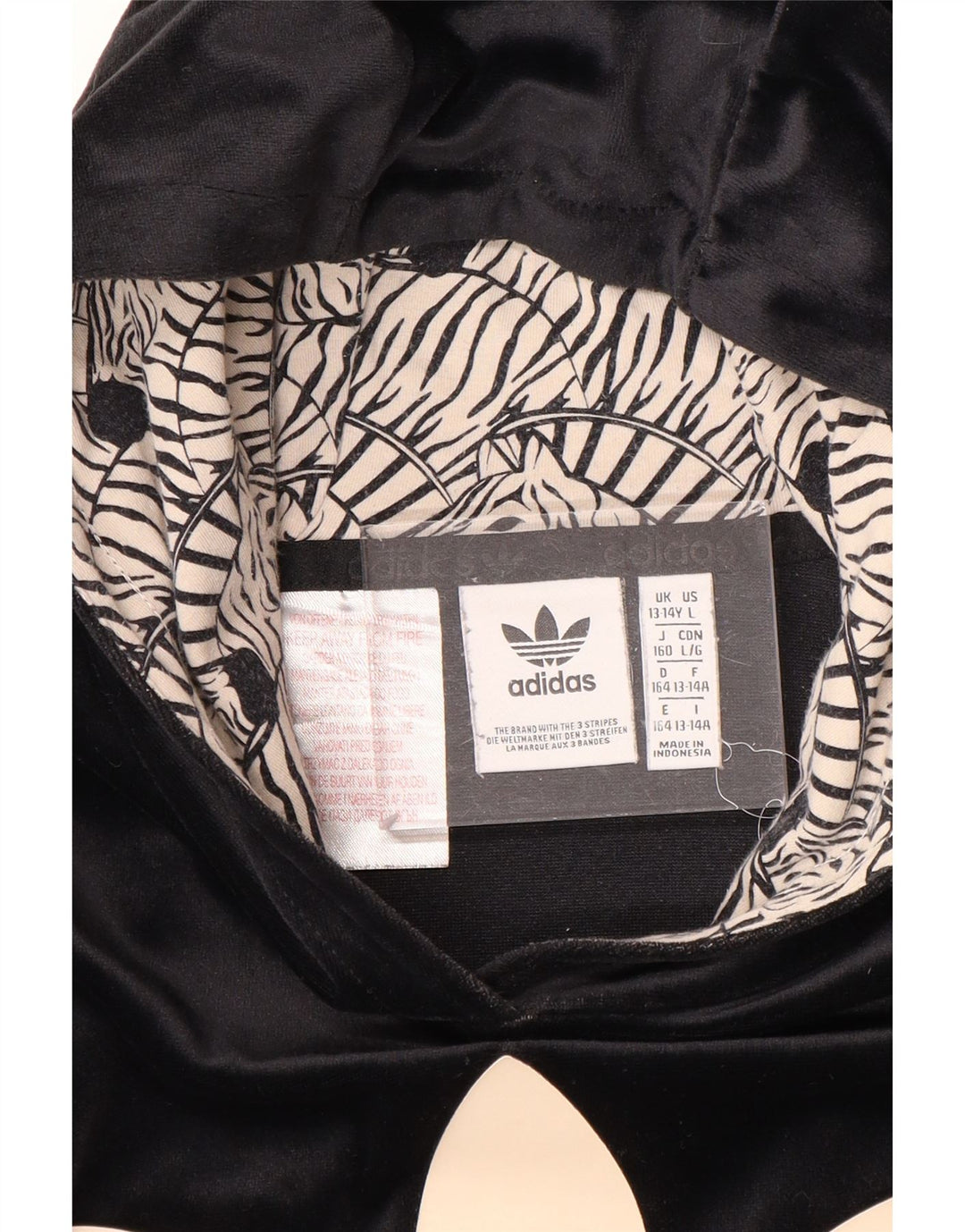 Maglione con cappuccio in velluto grafico per ragazze ADIDAS 13-14 anni Nero