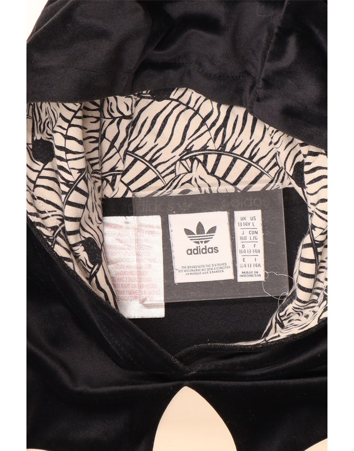 Maglione con cappuccio in velluto grafico per ragazze ADIDAS 13-14 anni Nero