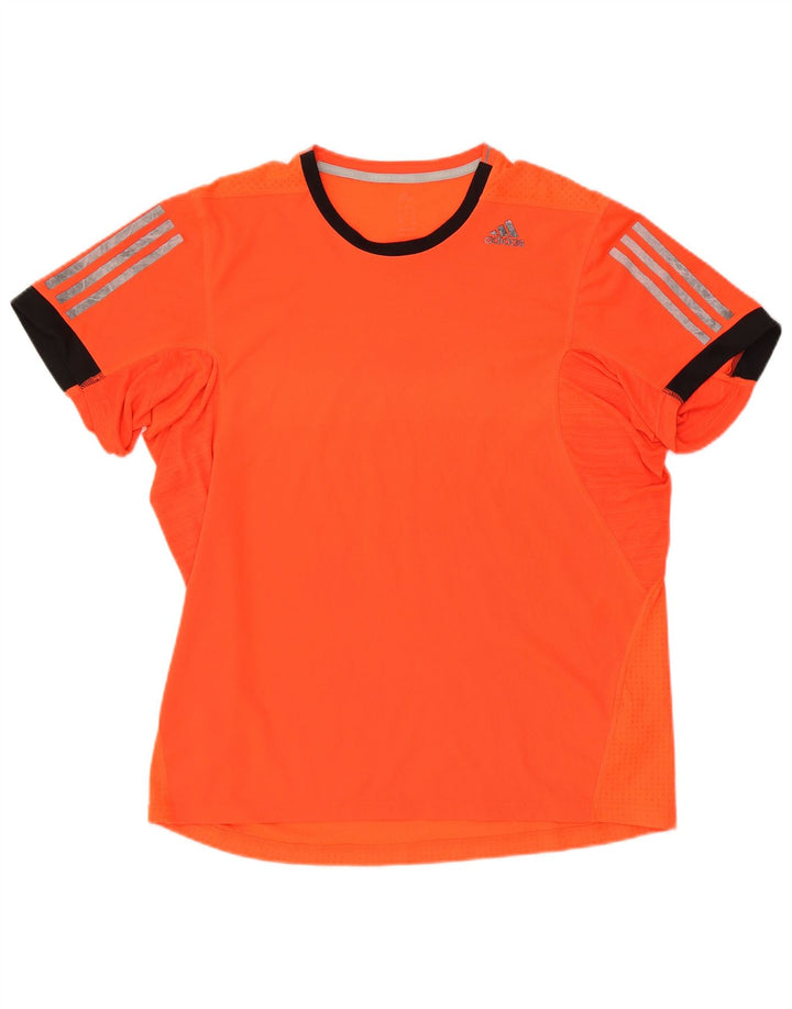 ADIDAS Mens Supernova T-Shirt Top Large Orange Colourblock Polyester