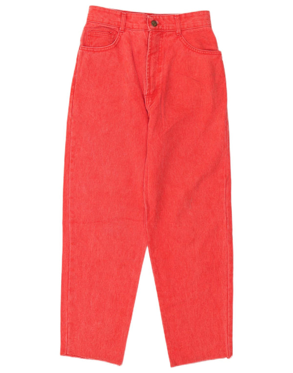 Jeans affusolati a vita alta da donna vintage IT 42 medio W26 L26 cotone rosso