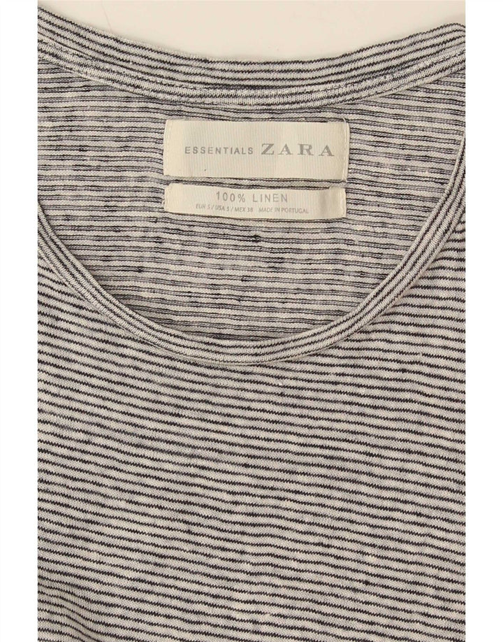 T-shirt Zara da uomo Top piccola in lino a righe bianche