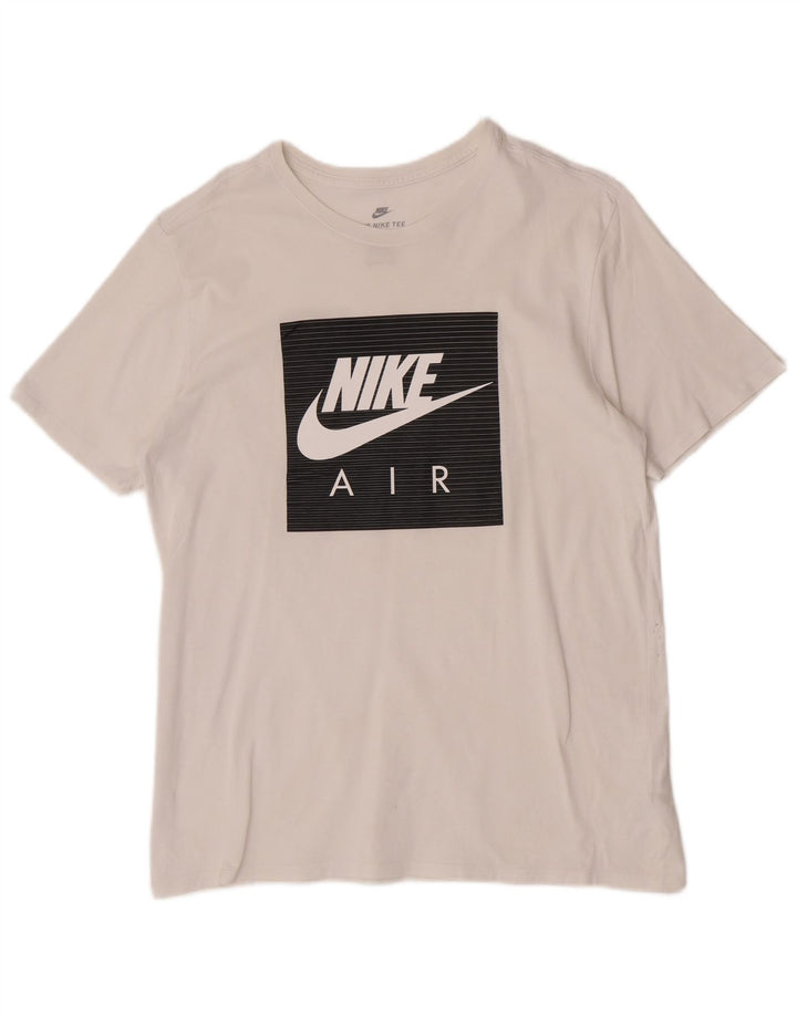 Nike - T-shirt grafica da uomo con taglio atletico, grande, in cotone bianco