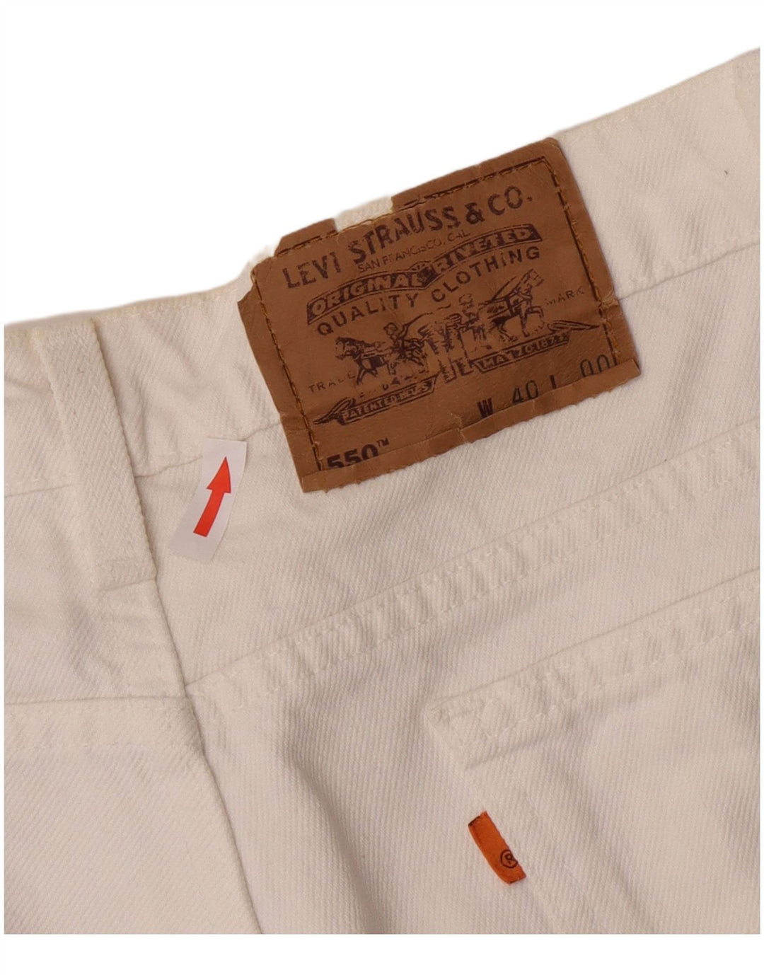 Pantaloncini di jeans Levi's 550 da uomo W40 XL in cotone bianco