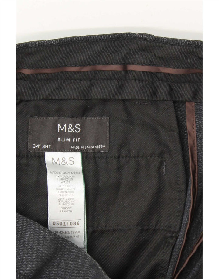 Pantaloni chino slim fit da uomo Marks & Spencer W34 L29 poliestere blu navy