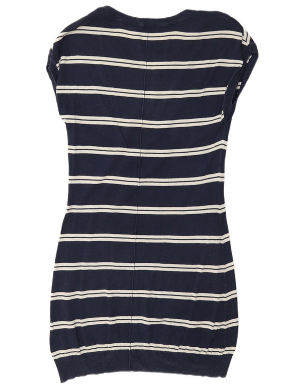 Crew Clothing Abito maglione senza maniche da donna UK 10 Piccolo a righe blu navy