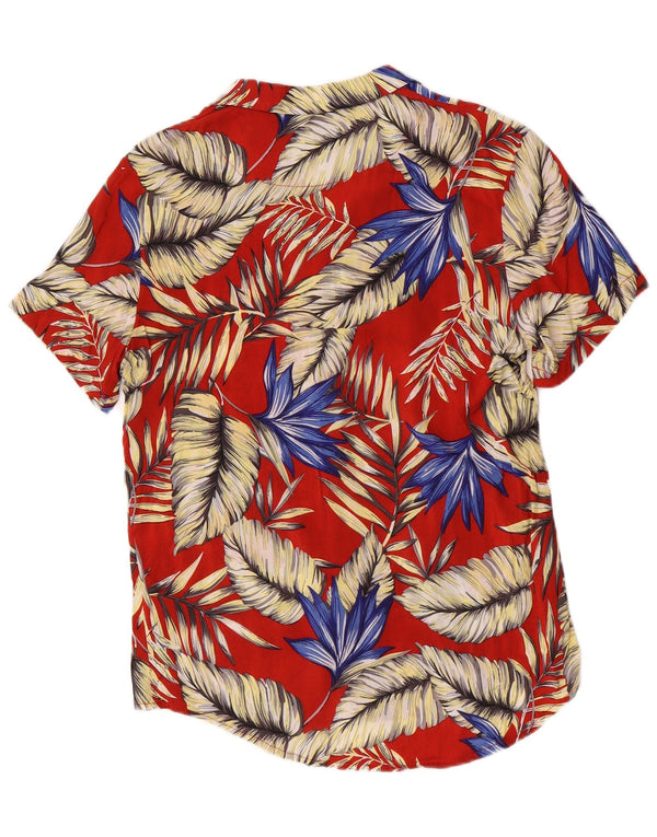 Camicia hawaiana a maniche corte da uomo vintage grande rayon floreale rosso