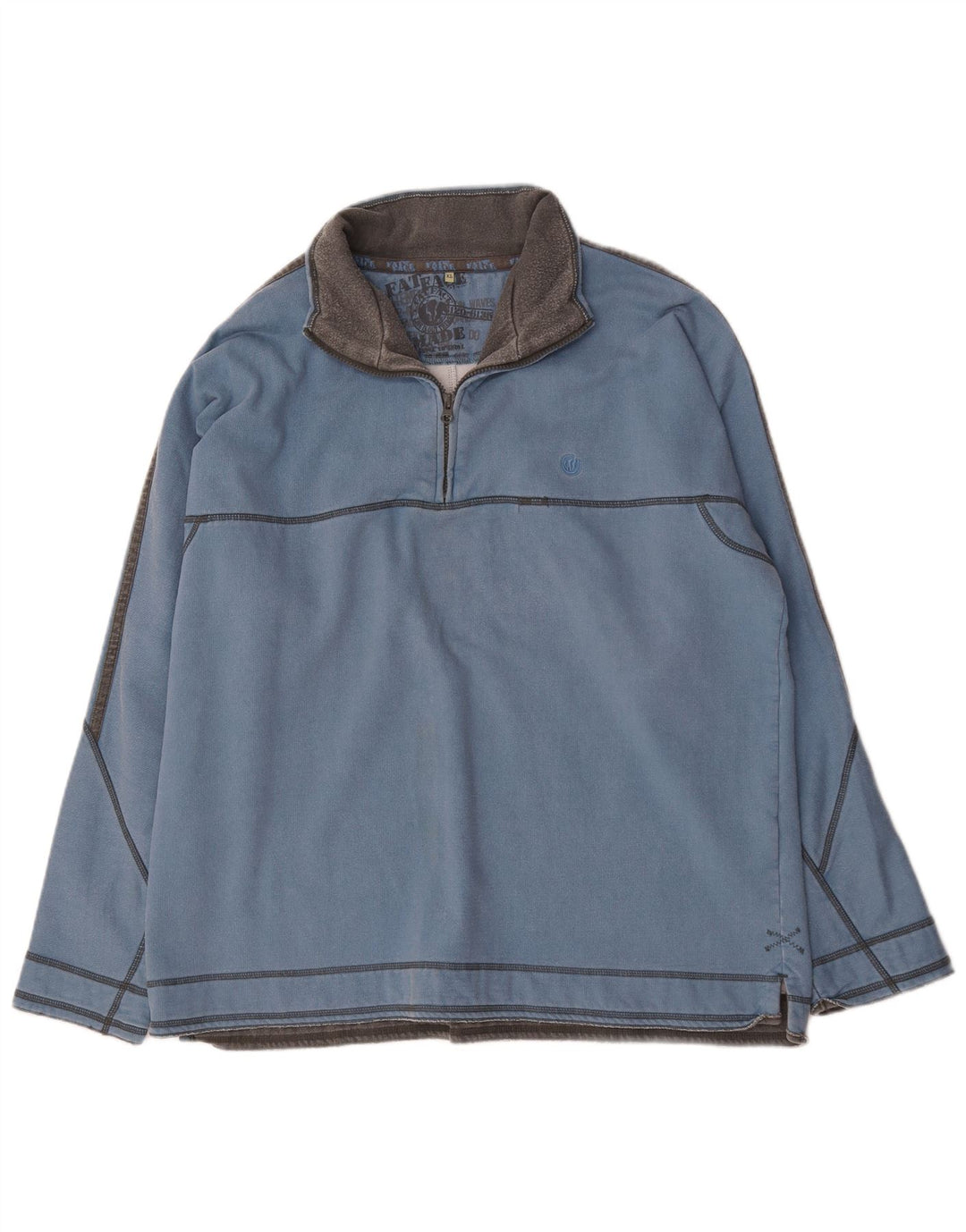 Felpa da uomo con collo con zip Fat Face, maglione XL, cotone blu