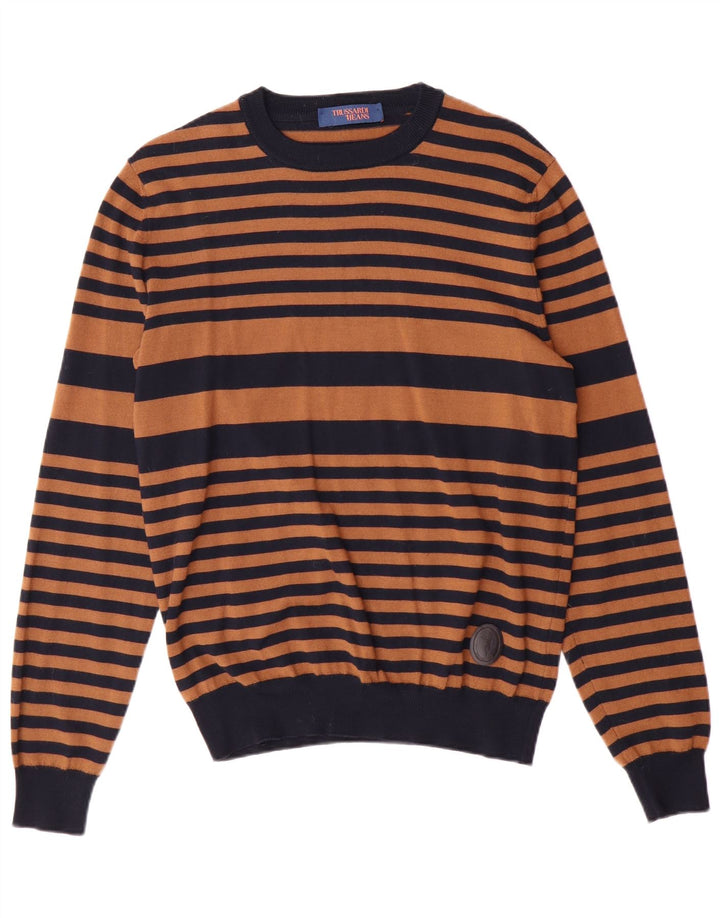 Maglione Maglione Girocollo Uomo Trussardi Jeans Acrilico a Righe Marrone Medio