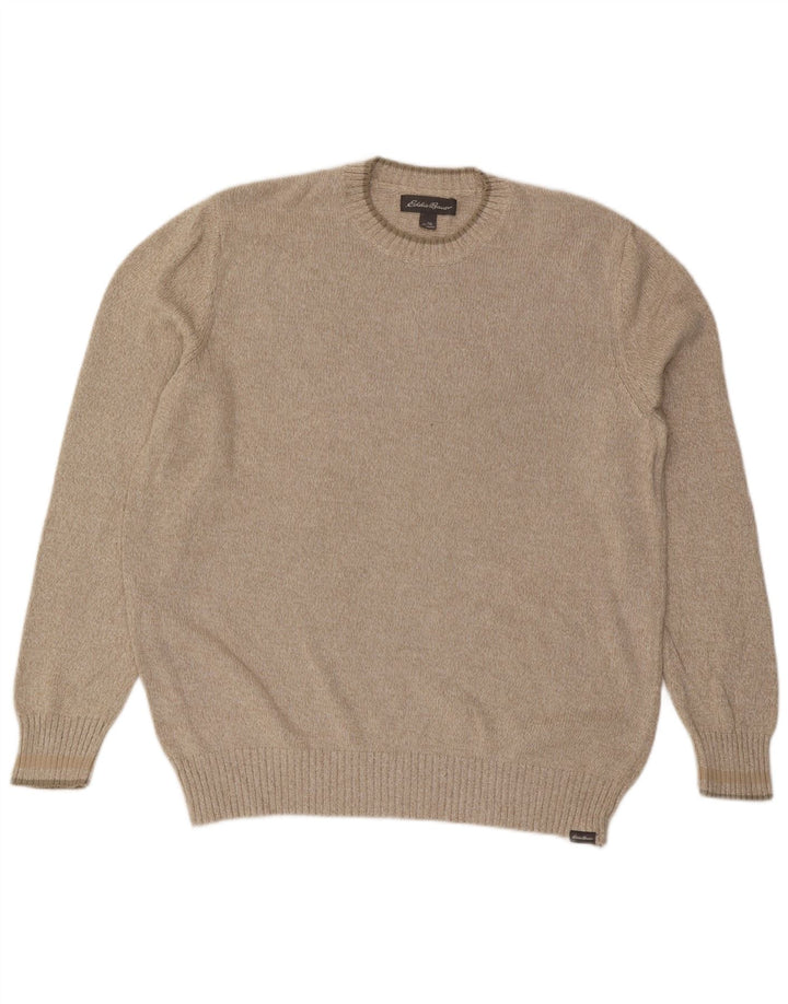 EDDIE BAUER Maglione girocollo da uomo XL in cotone beige