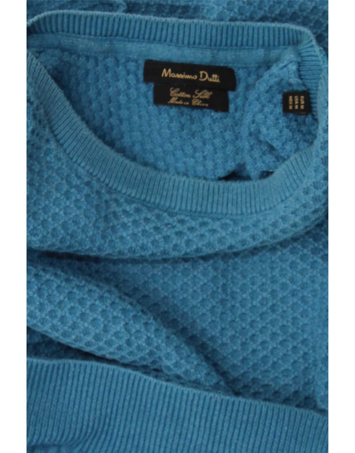 Massimo Dutti Maglione da uomo con scollo a barca in cotone blu medio