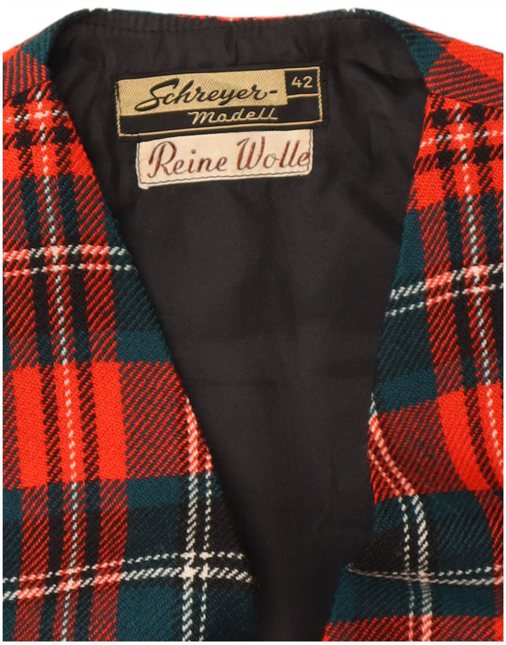 Gilet corto da donna VINTAGE EU 42 grande lana vergine scozzese rossa