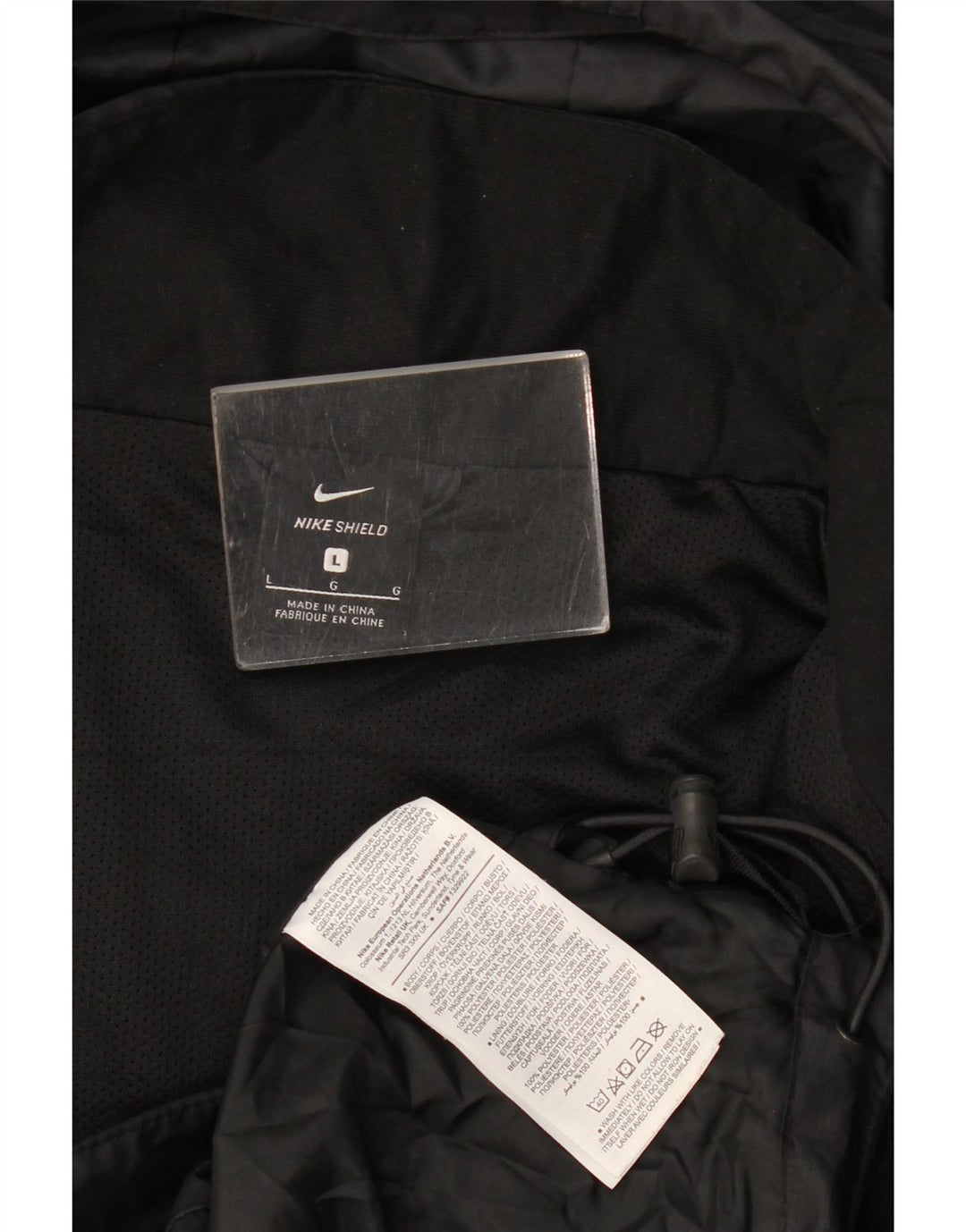 Giacca antipioggia con cappuccio Nike da uomo UK 40 grande poliestere nero