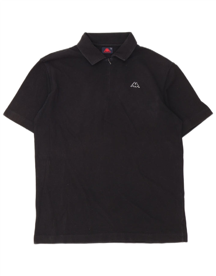 Polo Kappa Uomo Large Nera In Cotone