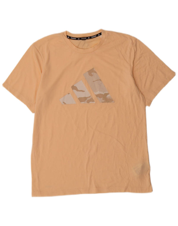 Adidas Mens Training Graphic T-Shirt Top Medium Beige Cotton